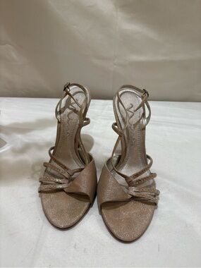 Nina Champagne Metallic Strappy High Heel Sandals